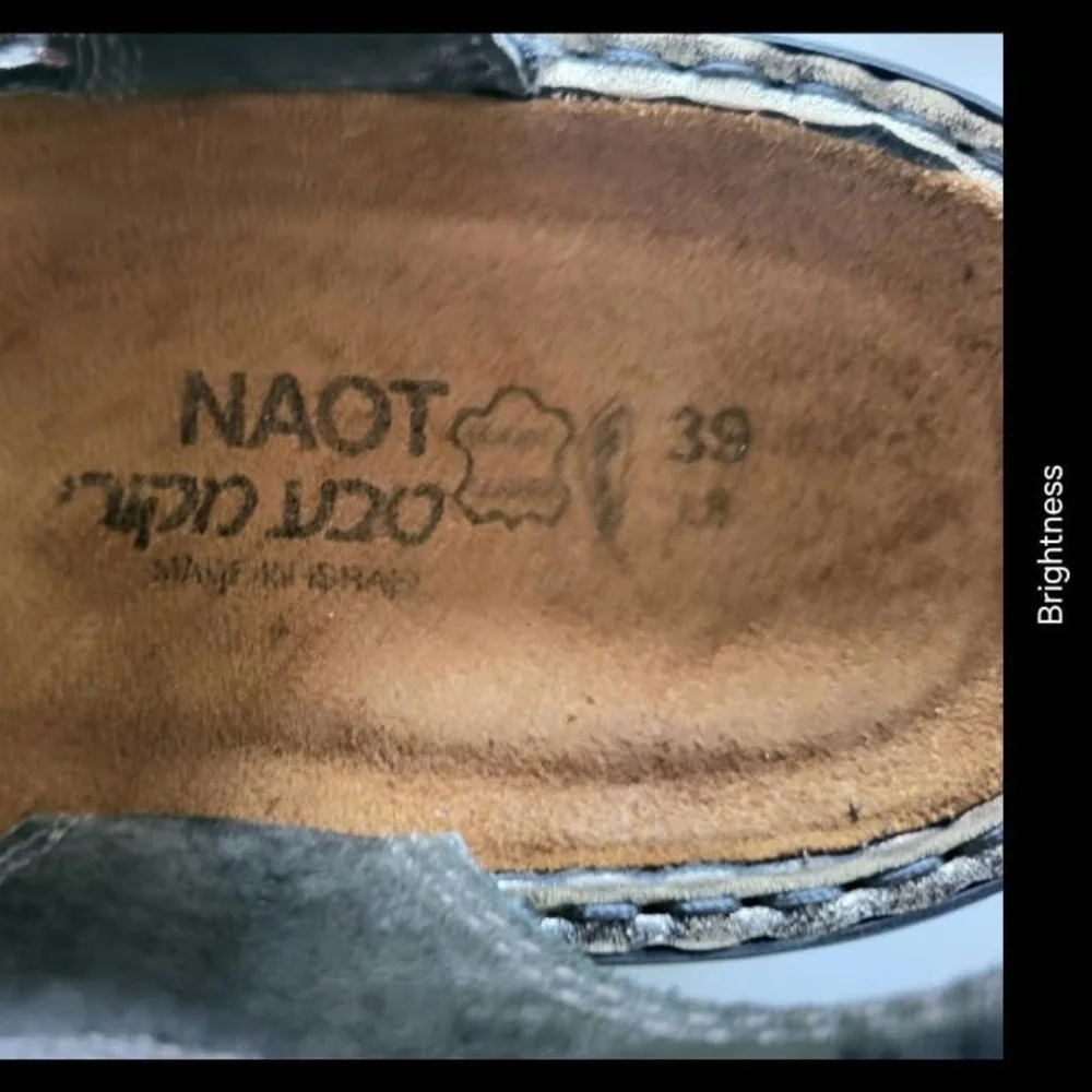 39 NAOT Faso Leather Metallic Metal Slingback Open Toe Sandal Shoe Women 8 8.5